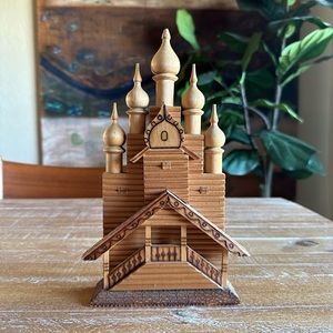 Vintage Russian Carved Wood Architectural Art